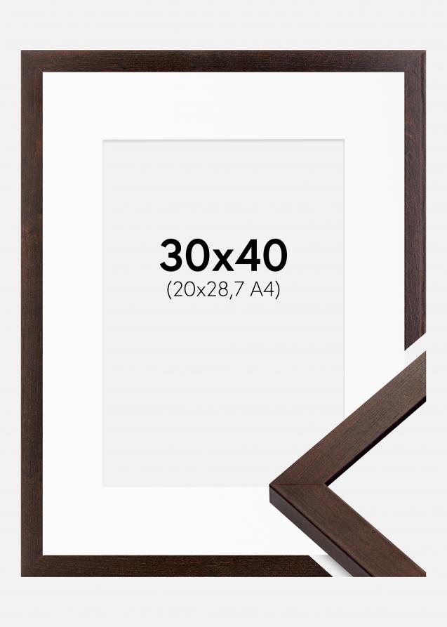 Cadre Selection Noyer 30x40 cm - Passe-partout Blanc 21x29,7 cm (A4)