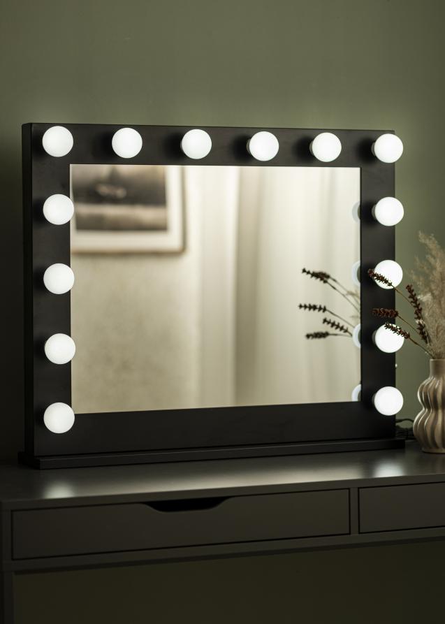 KAILA Miroir de maquillage Hollywood 14 E27 Noir 80x65 cm