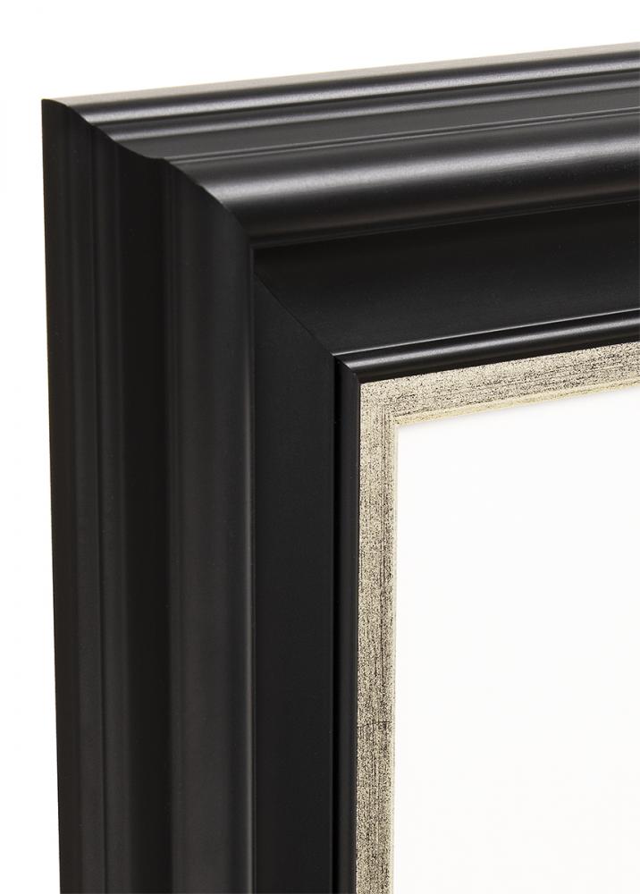 Cadre Dalarna Noir-Argent 50x60 cm - Passe-partout Blanc 37x46 cm