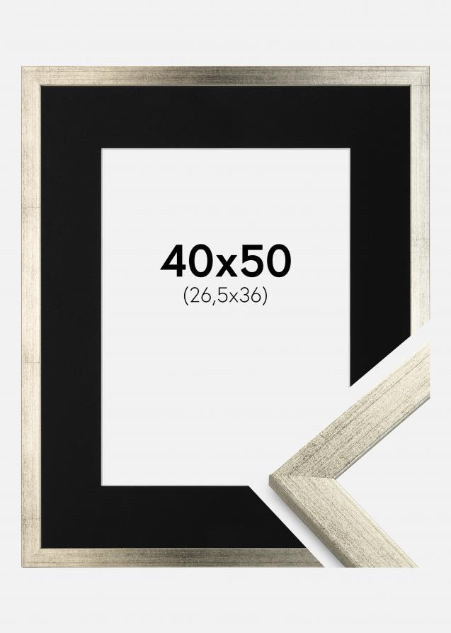 Cadre Stilren Argent 40x50 cm - Passe-partout Noir 27,5x37 cm