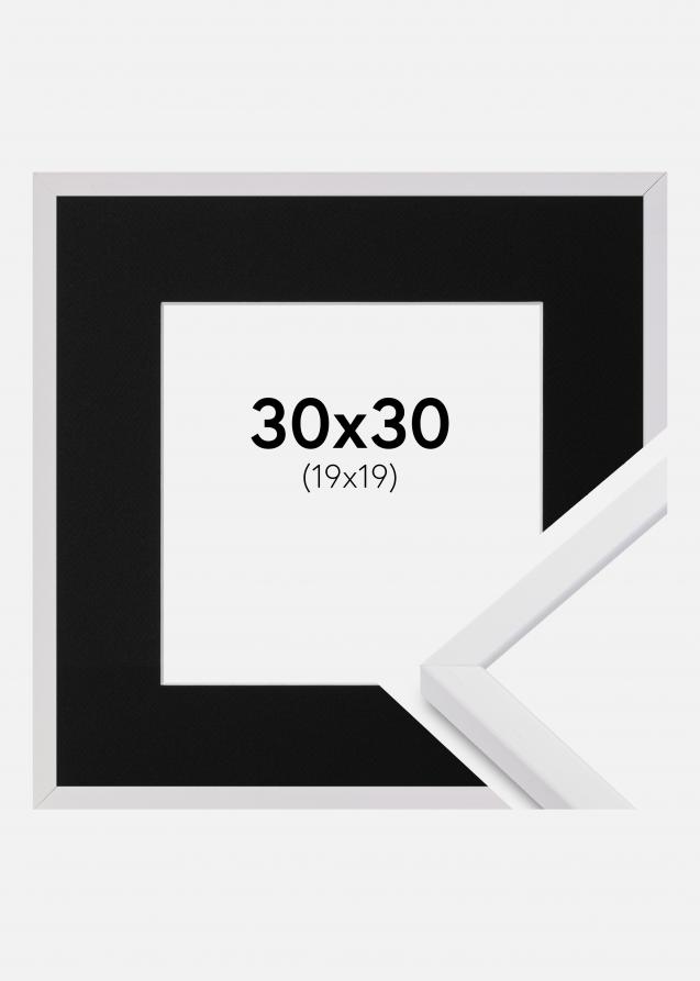 Cadre E-Line Blanc 30x30 cm - Passe-partout Noir 20x20 cm