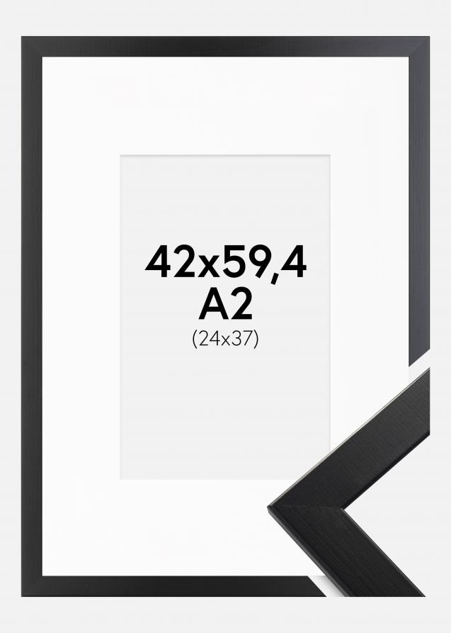 Cadre Trendline Noir 42x59,4 cm (A2) - Passe-partout Blanc 25x38 cm