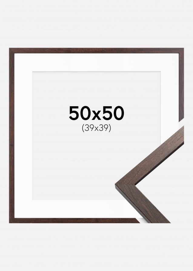 Cadre Trendy Noyer 50x50 cm - Passe-partout Blanc 40x40 cm