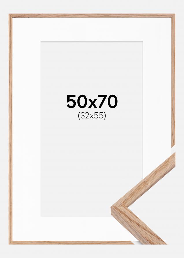 Cadre E-Line Chêne 50x70 cm - Passe-partout Blanc 33x56 cm