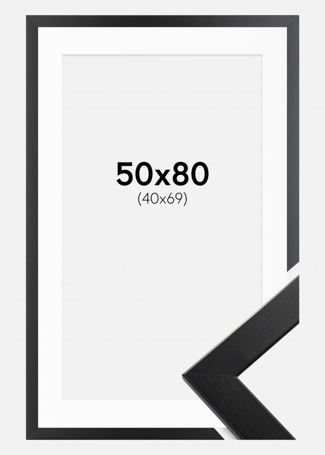 Cadre Trendline Noir 50x80 cm - Passe-partout Blanc 41x70 cm