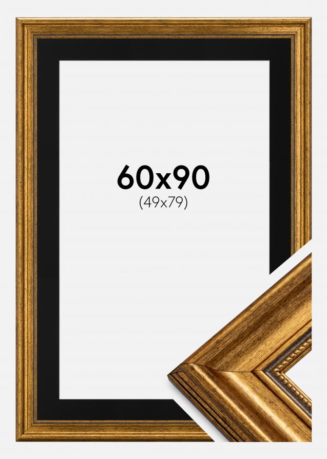 Cadre Rococo Or 60x90 cm - Passe-partout Noir 50x80 cm