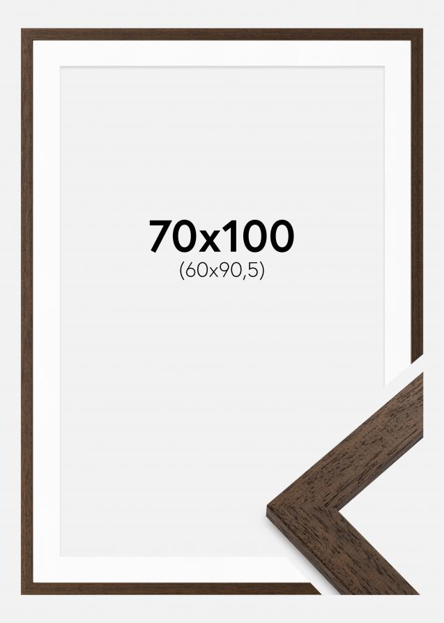 Cadre Brown Wood 70x100 cm - Passe-partout Blanc 61x91,5 cm