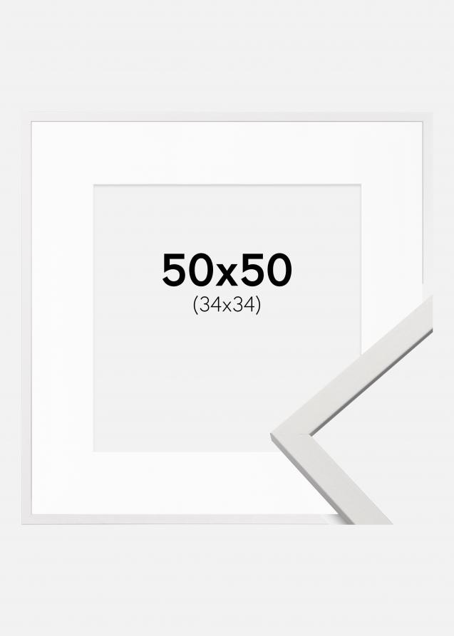 Cadre Edsbyn Blanc 50x50 cm - Passe-partout Blanc 35x35 cm