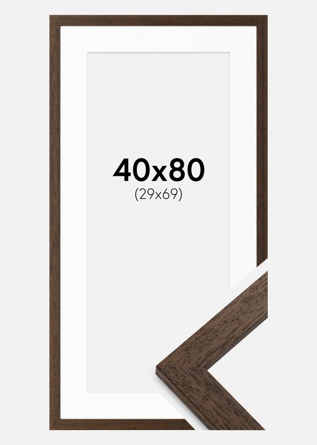 Cadre Brown Wood 40x80 cm - Passe-partout Blanc 30x70 cm