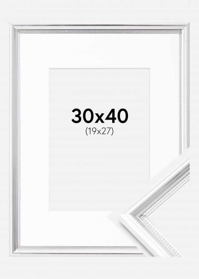 Cadre Gala Argent 30x40 cm - Passe-partout Blanc 20x28 cm