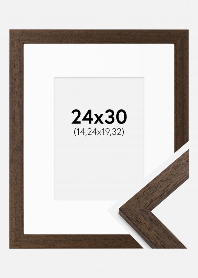 Cadre Brown Wood 24x30 cm - Passe-partout Blanc 6x8 inches