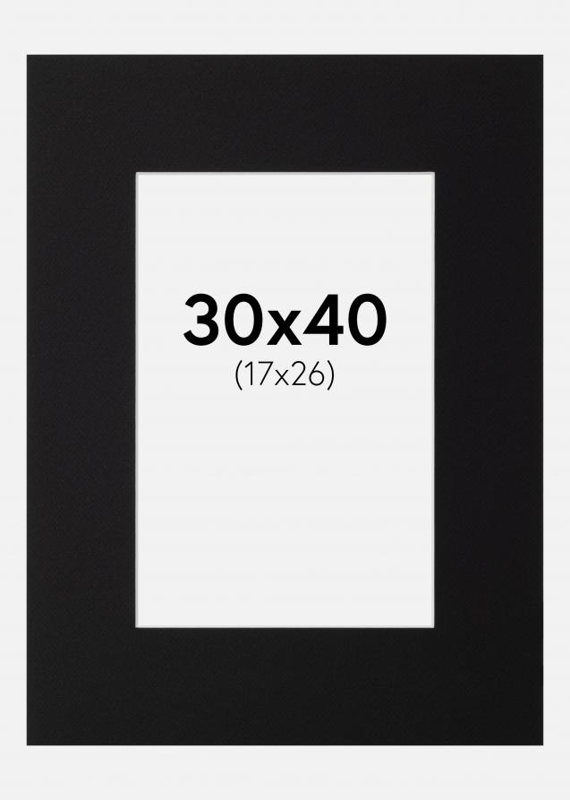 Passe-partout Noir Standard (noyau blanc) 30x40 cm (17x26)
