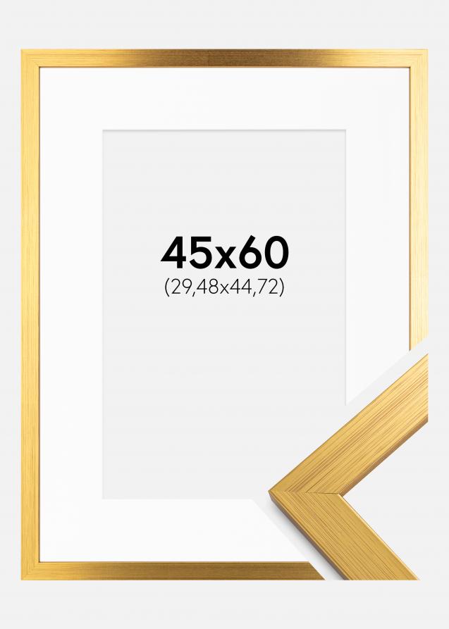 Cadre Gold Wood 45x60 cm - Passe-partout Blanc 12x18 inches