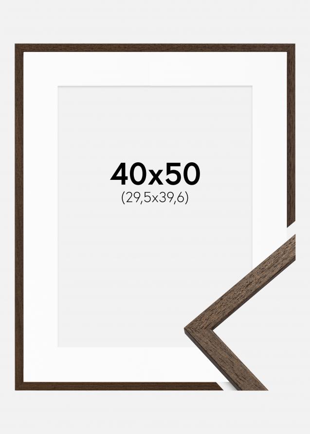 Cadre Edsbyn Noyer 40x50 cm - Passe-partout Blanc 12x16 pouces