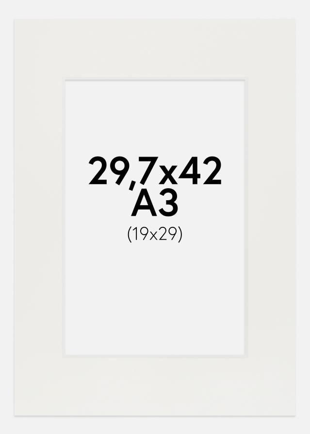 Passe-partout Blanc 3 mm (noyau blanc) 29,7x42 cm (19x29)