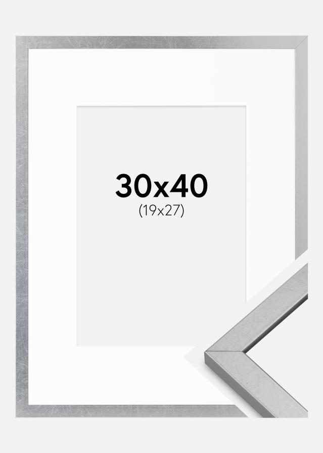 Kader Minerva Sëlwer 30x40 cm - Passe-partout wäiss 20x28 cm