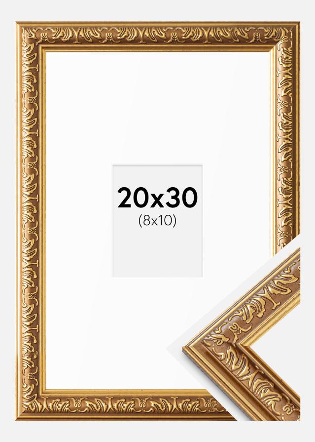 Kader Swirl Gull 20x30 cm - Passe-partout wäiss 9x11 cm