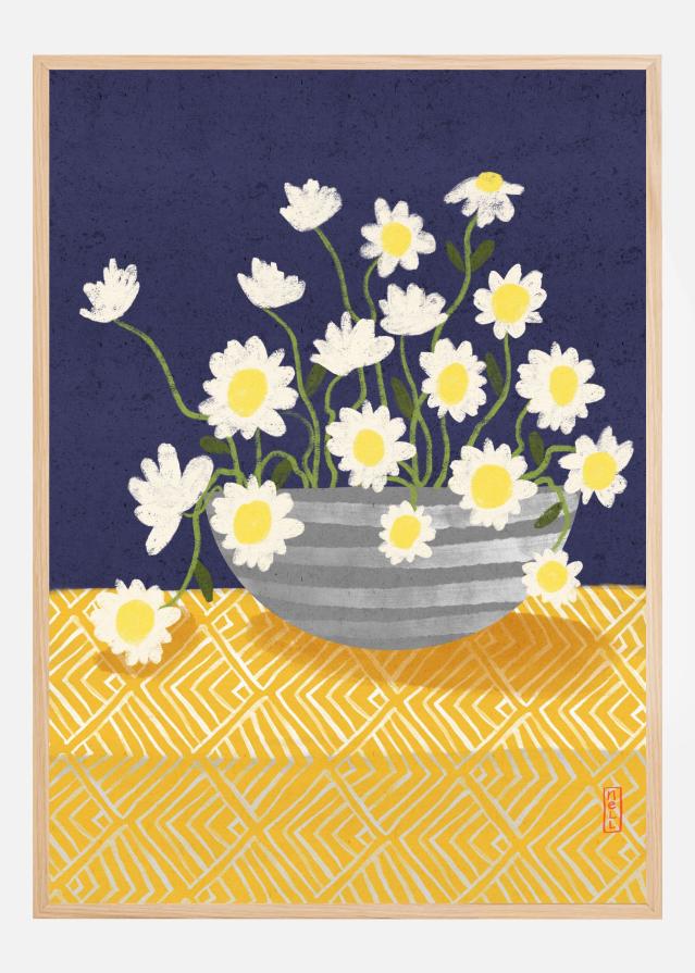 Daisy Bowl In Bloom Art Poster