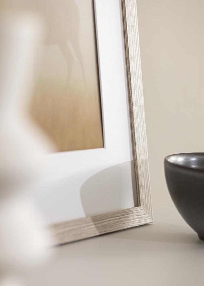 Kader Stilren eich gro Beige 30x40 cm - Passe-partout wäiss 20x28 cm