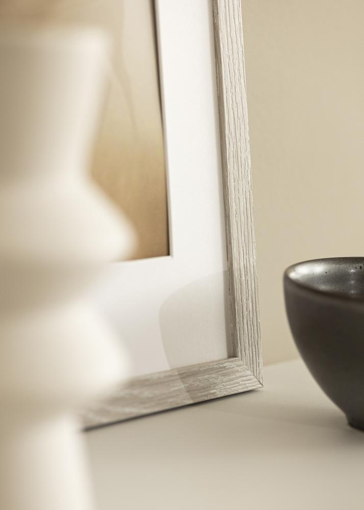 Kader Stilren eich hellgrau 40x50 cm - Passe-partout wäiss 12x15 inches