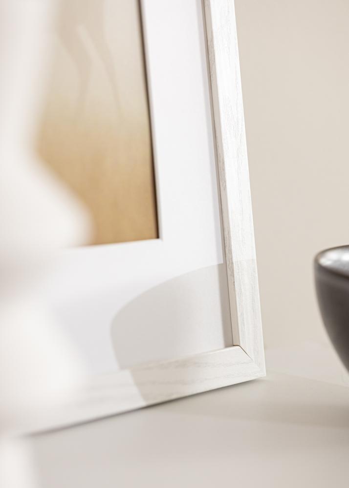 Kader Stilren eich Massif wäiss 70x100 cm - Passe-partout wäiss 61x91,5 cm