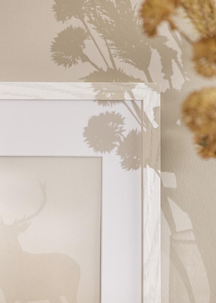 Kader Stilren eich Massif wäiss 70x100 cm - Passe-partout wäiss 61x91,5 cm