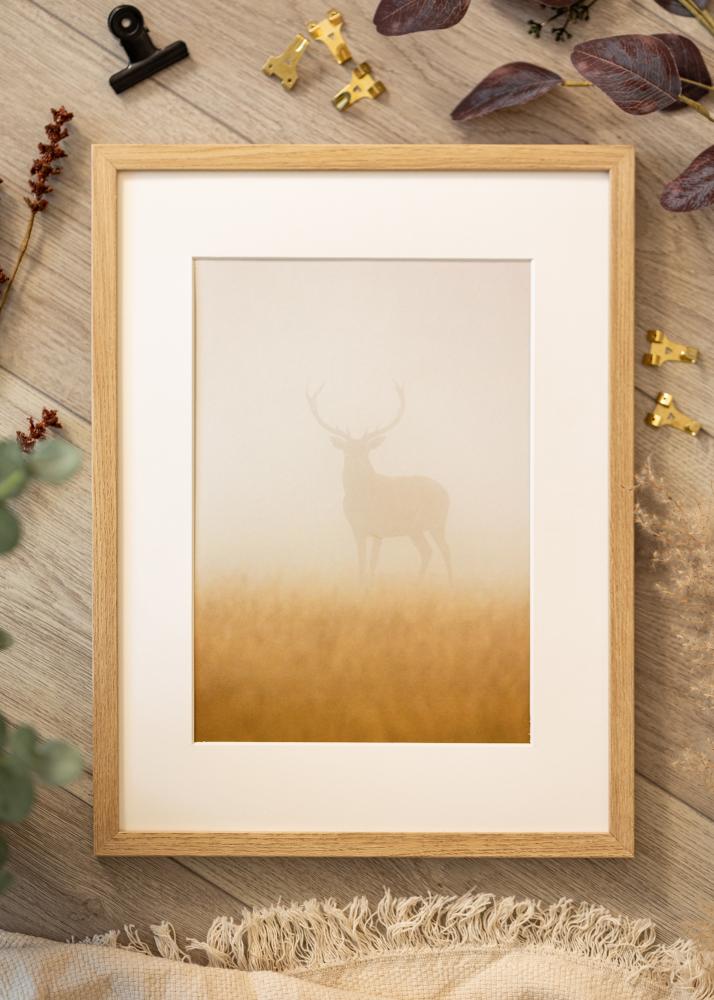 Kader Ares Natierlech Eich 50x70 cm - Passe-partout wäiss 15x23 inches