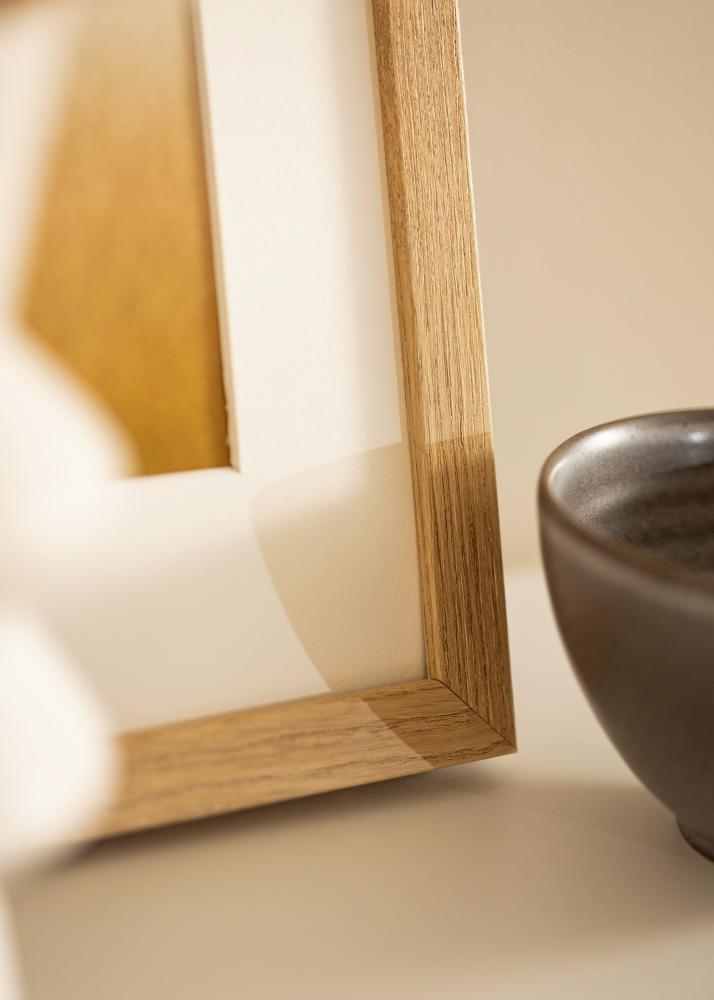 Kader Hermes Natierlech Eich 70x90 cm - Passe-partout wäiss 24x32 inches