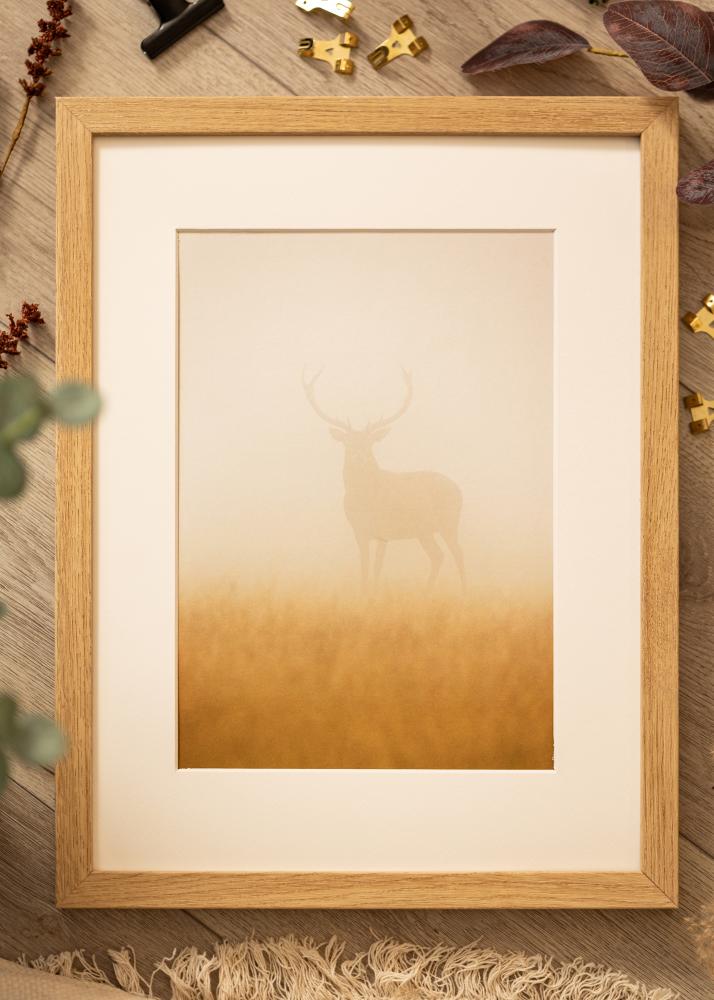 Kader Hermes Natierlech Eich 70x90 cm - Passe-partout wäiss 24x32 inches