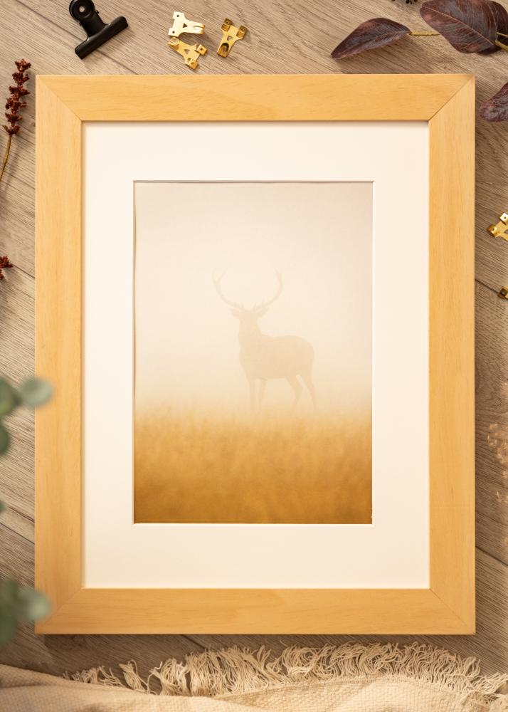 Kader Juno hëlze 40x50 cm - Passe-partout wäiss 30x38 cm