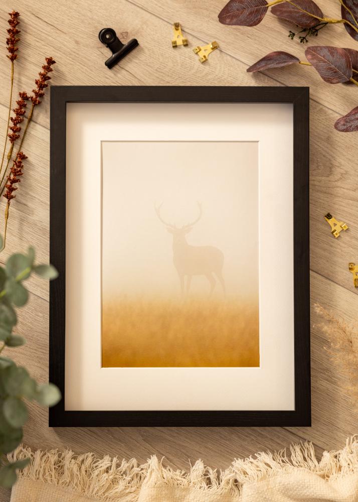 BGA Kader Boîte schwaarz 40x50 cm - Passe-partout wäiss 29,7x42 cm