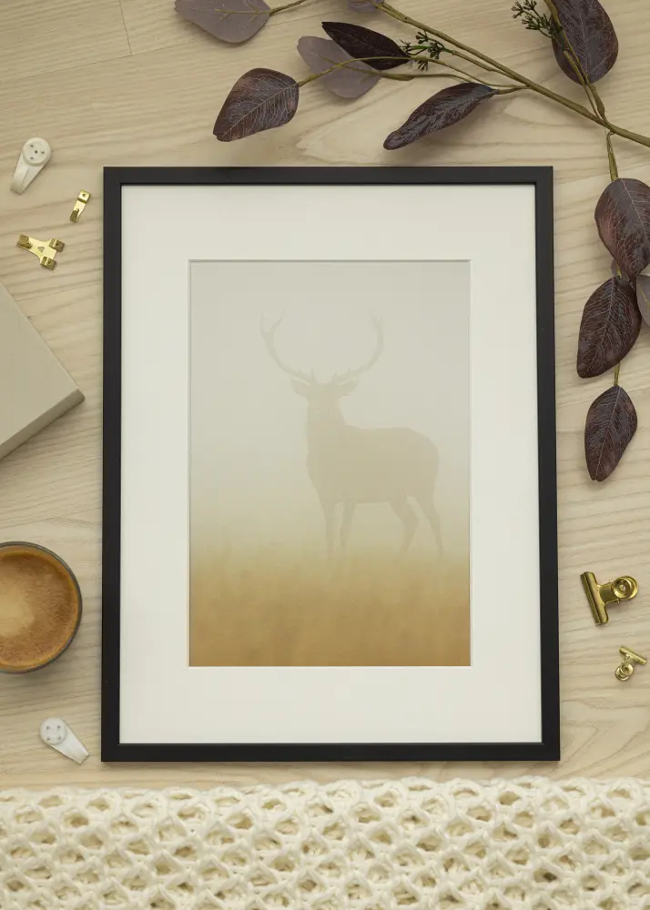 Kader Edsbyn schwaarz 35x65 cm - Passe-partout wäiss 25x55 cm