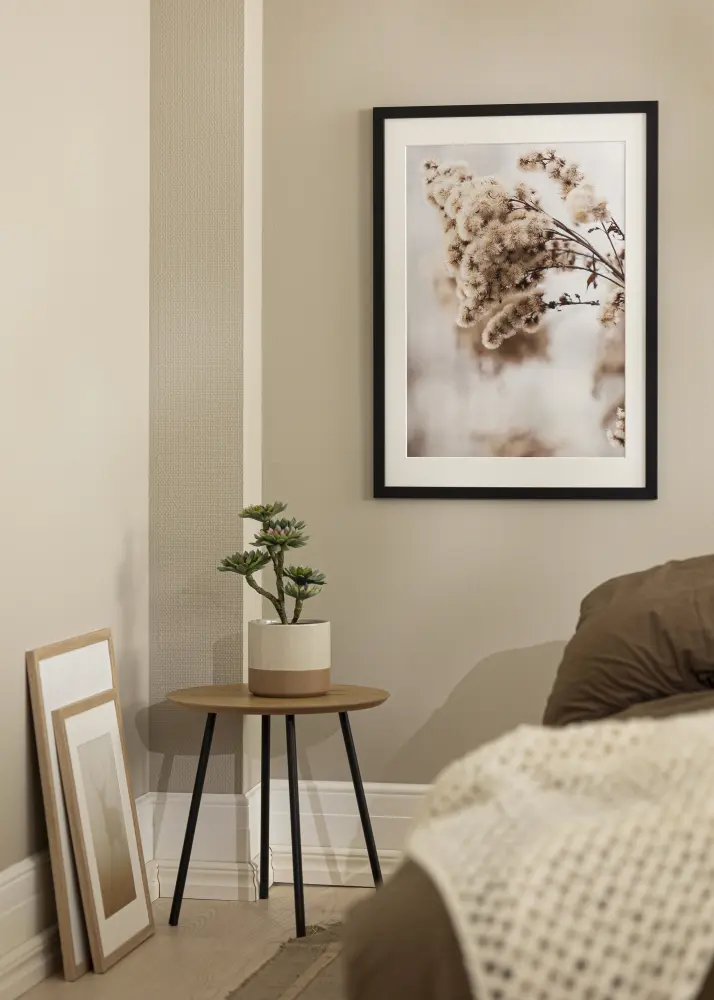 Kader schwaarz hëlze 35x90 cm - Passe-partout wäiss 25x80 cm