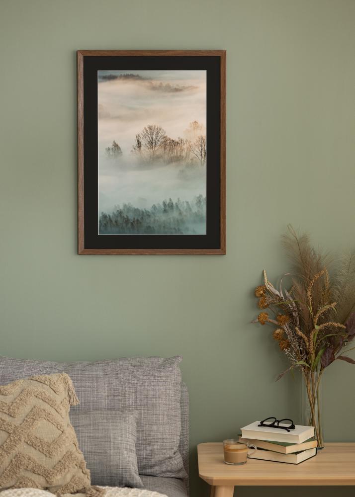 Cadre Fiorito Chêne Foncé 30x40 cm - Passe-partout Noir 21x30 cm