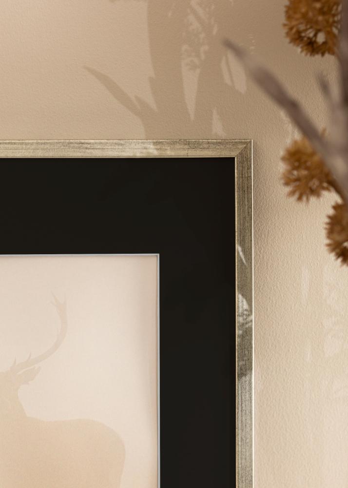 Cadre Galant Argent 40x50 cm - Passe-partout Noir 12x16 pouces