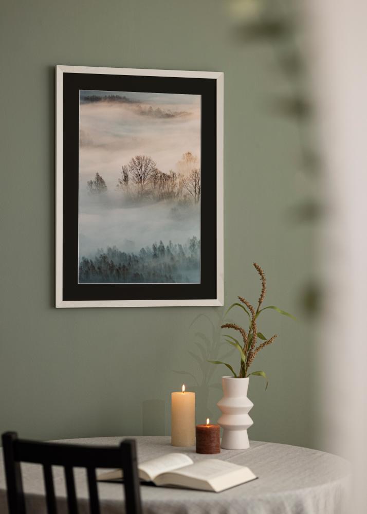 Cadre Fiorito Blanc 50x60 cm - Passe-partout Noir 37x46 cm