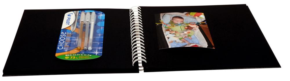 Album photo spirale carré Noir - 25x25 cm (80 pages noires / 40 feuilles)