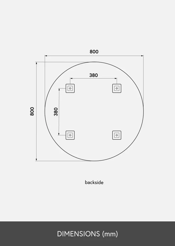 KAILA Miroir rond Deluxe diamètre 80 cm