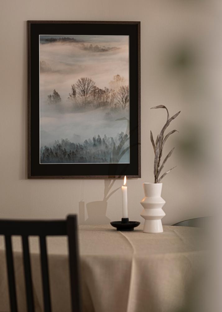 Cadre Edsbyn Noyer 18x18 cm - Passe-partout Noir 12x12 cm