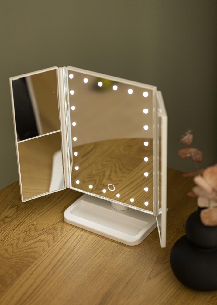 KAILA Miroir de maquillage Tri-Fold Magnifying Blanc 20x30 cm