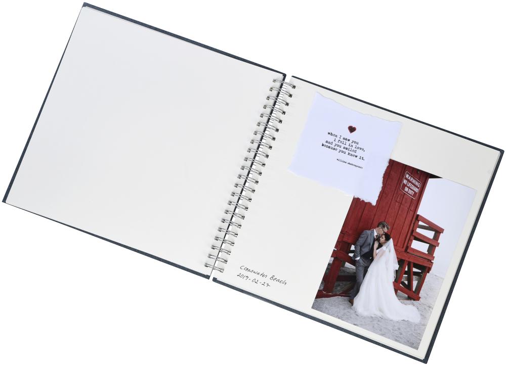 Base Line Canevas Wire-O Bleu 30x30 cm (50 pages blanches / 25 feuilles)