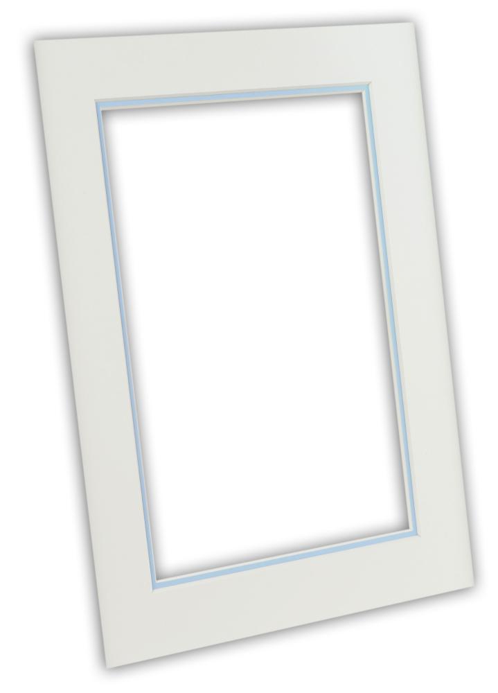 Passe-partout deux épaisseurs - Blanc/Bleu clair