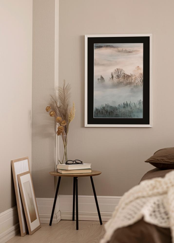 Cadre Fiorito Blanc 50x60 cm - Passe-partout Noir 37x46 cm