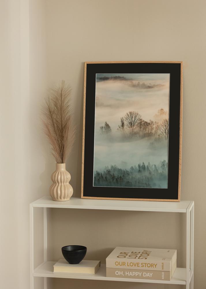 Cadre Mince Chêne 20x30 cm - Passe-partout Noir 15x21 cm (A5)