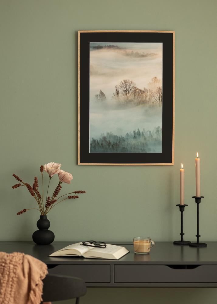 Cadre Mince Chêne 20x30 cm - Passe-partout Noir 15x21 cm (A5)