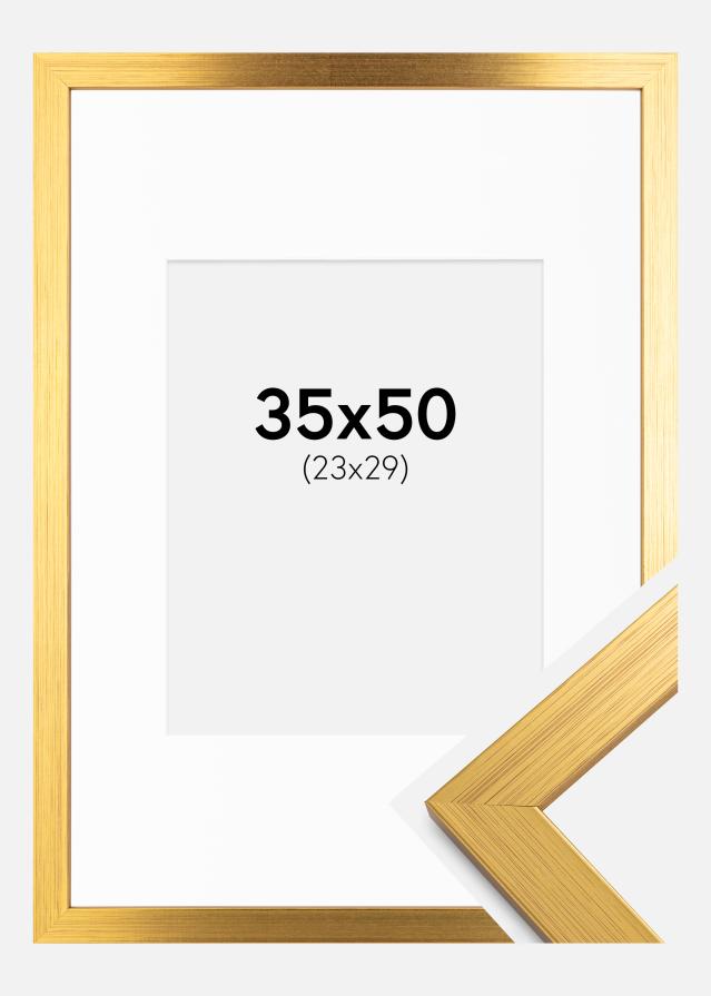 Cadre Gold Wood 35x50 cm - Passe-partout Blanc 24x30 cm