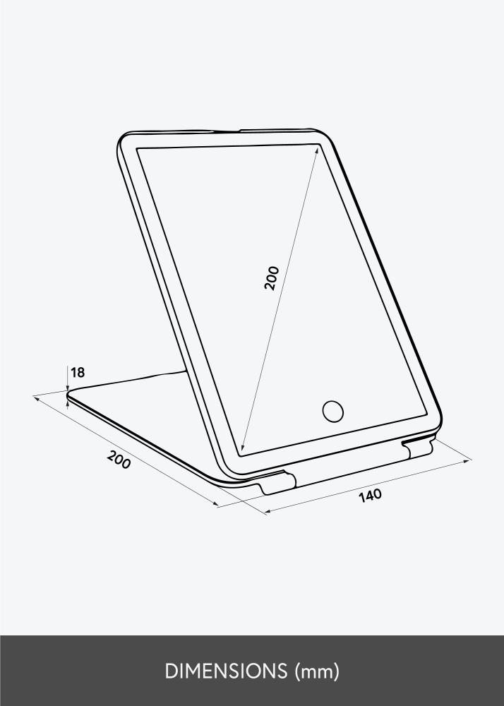 KAILA Miroir de maquillage Travel LED Rechargeable Blanc 14x20 cm