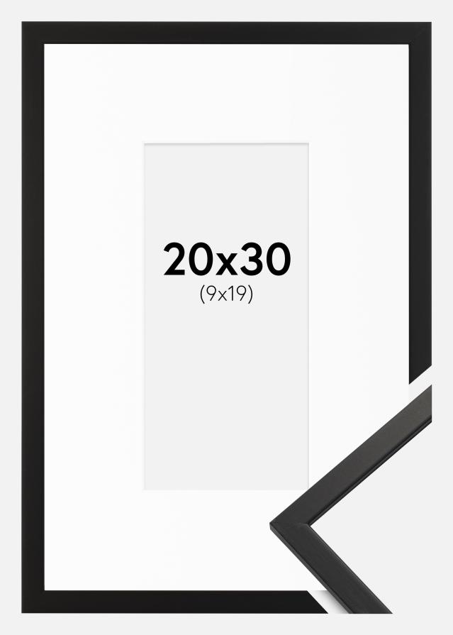 Cadre Edsbyn Verre acrylique Noir 20x30 cm - Passe-partout Blanc 10x20 cm