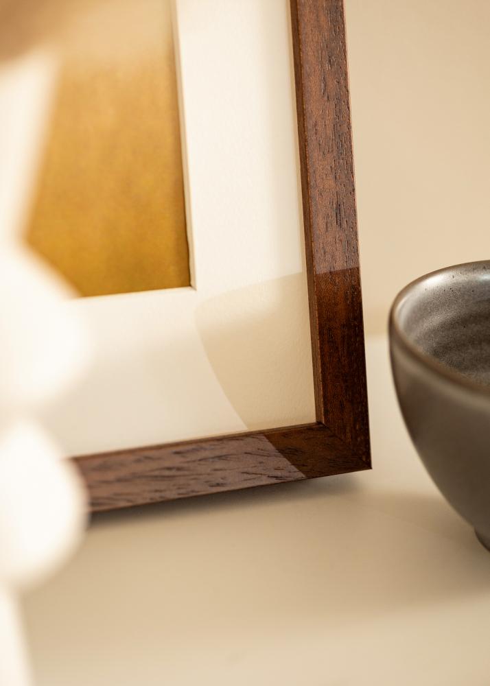 Kader Hermes Teak 60x90 cm - Passe-partout wäiss 50x75 cm