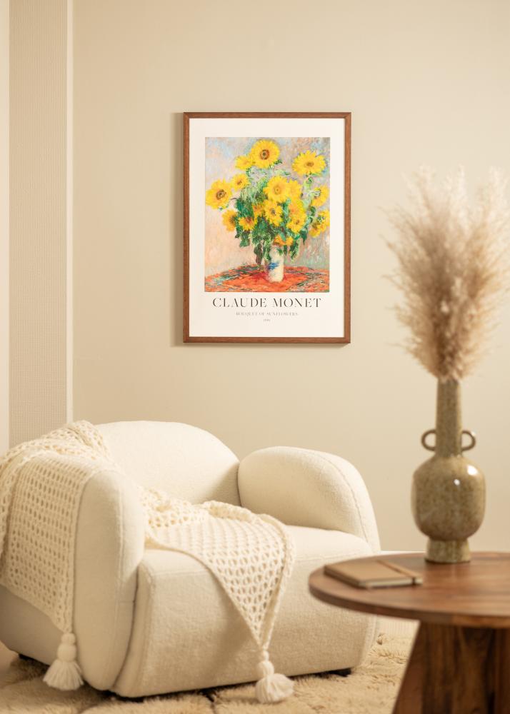 Kader Hermes Teak 60x90 cm - Passe-partout wäiss 50x75 cm